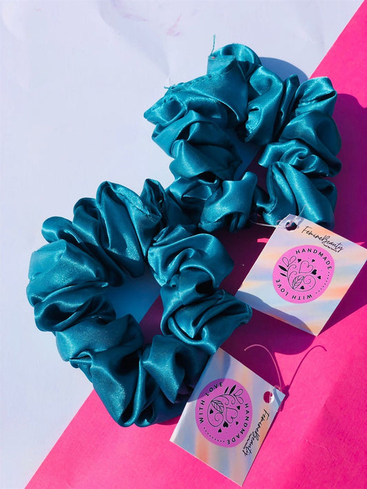 Sea green silk scrunchie/Hair tie