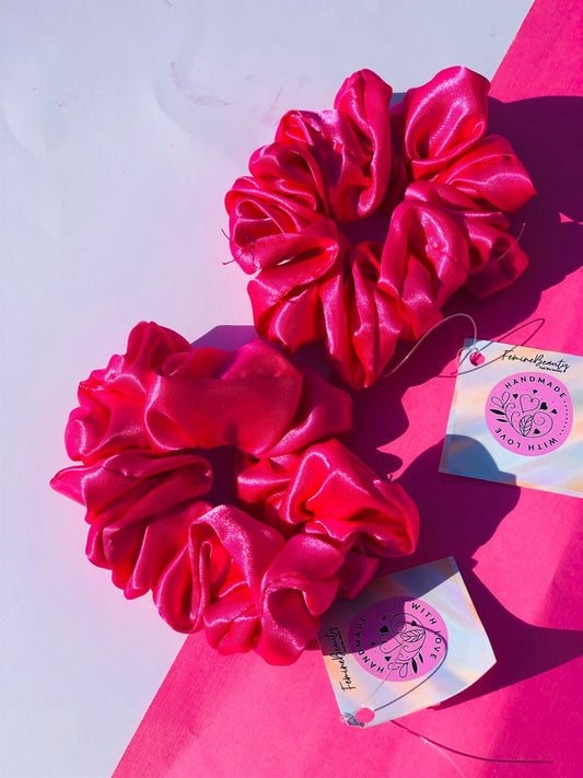 Dark Pink silk scrunchie/Hair tie