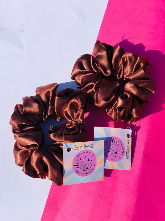 Brown silk scrunchie/Hair tie